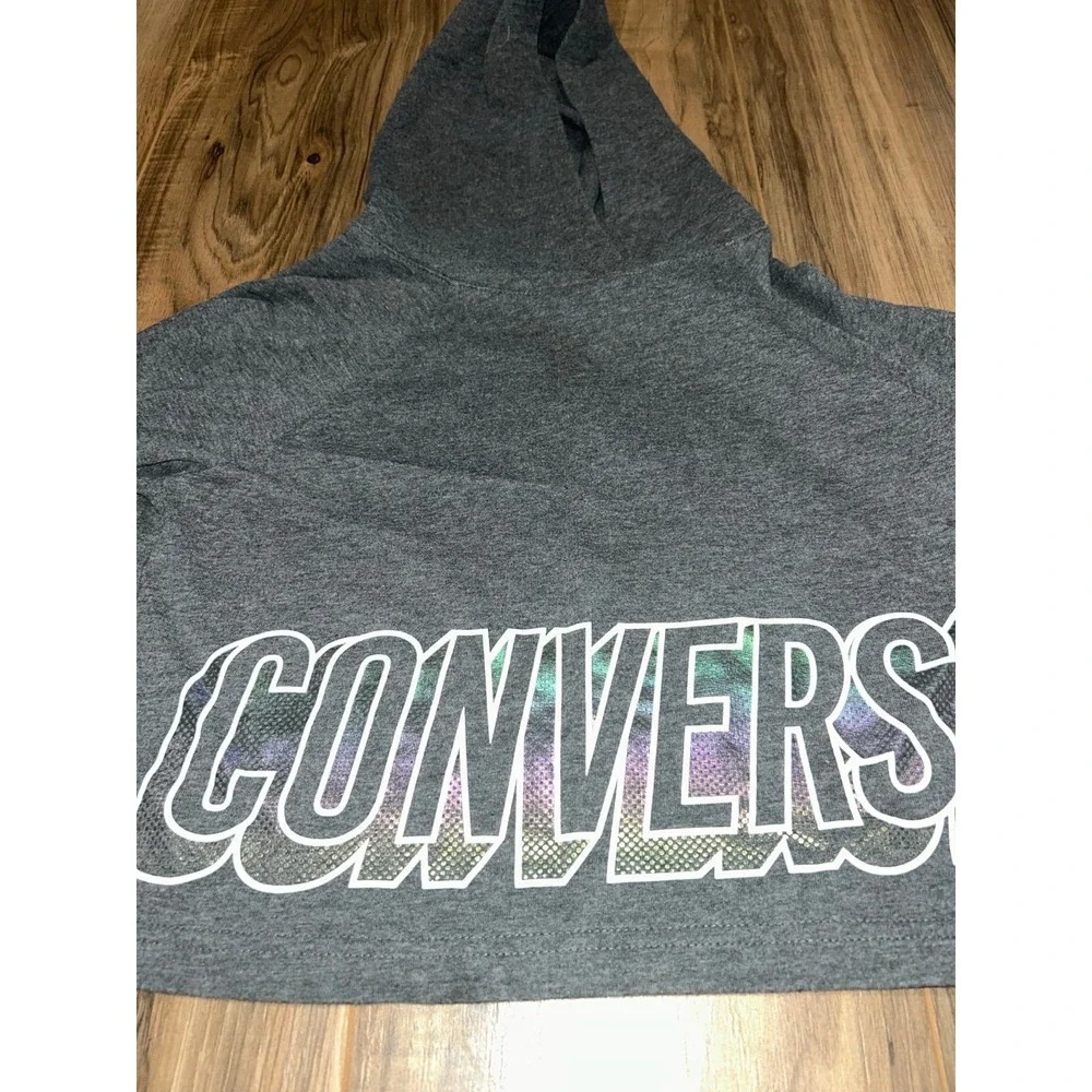 Girls Small Converse Cropped Hoodie,‎ Metallic/Gray
